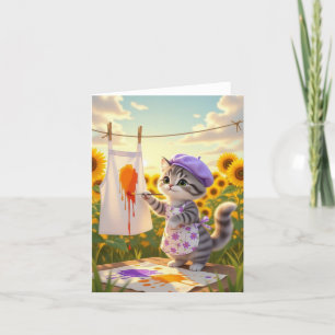 Carte De Remerciements Tabby Gris Peinture Chat
