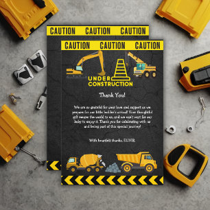 Carte De Remerciements Tableau de bord en construction Baby shower