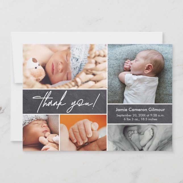 Carte De Remerciements Tableau noir moderne photo personnalisée (Devant)