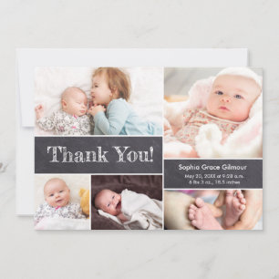 Carte De Remerciements Tableau noir Photos modernes 2e Baby shower
