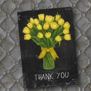 Carte De Remerciements Tableau noir Tulipes jaunes