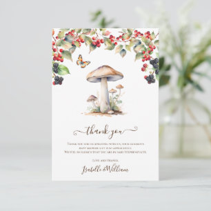 Carte De Remerciements Tabouret en bois et Baby shower d'automne de champ