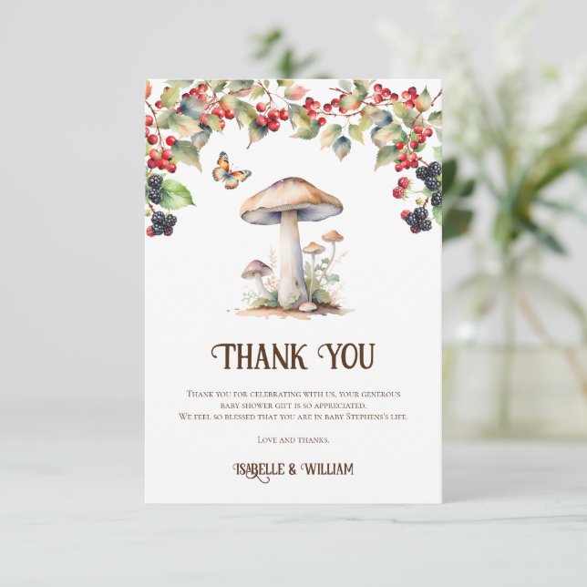 Carte De Remerciements Tabouret en bois et Baby shower d'automne de champ (Debout devant)