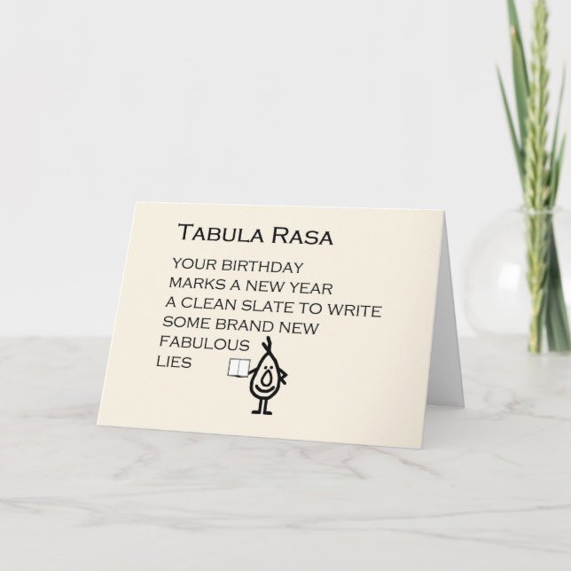 Carte De Remerciements Tabula Rasa Est Un Poème D'Anniversaire Drôle (Devant)
