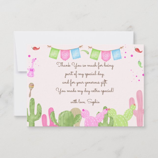 Carte De Remerciements Taco pour une fête d'anniversaire mexicaine pour e (Devant)