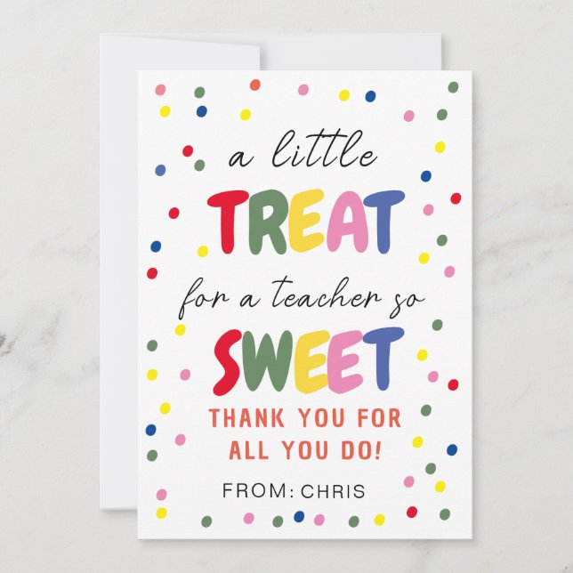 Carte De Remerciements Tag, Appréciation de l'enseignant (Devant)