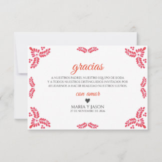 Carte De Remerciements Talavera Orange Floral Minimalist Spanish Wedding