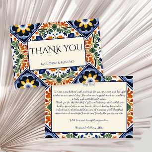 Carte De Remerciements Talavera vintage mariage mexicain