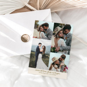 Carte De Remerciements Tant d'amour Élégante Photo de mariage Crème
