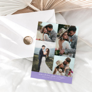 Carte De Remerciements Tant d'amour Élégante photo de mariage lilas