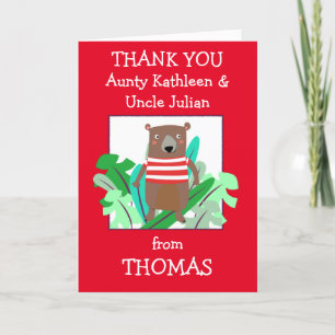 Carte De Remerciements Tante Oncle Noms mignons Feuilles d'ours