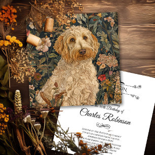 Carte De Remerciements Tapisserie de jardin Goldendoodle pour fête d'anni