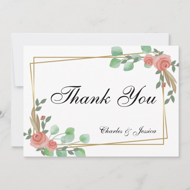 Carte De Remerciements Tarjeta Thank You boda personalizada floral (Devant)