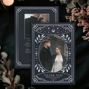 Carte De Remerciements Tarot Vintage Argent Mariage Gothique Photo