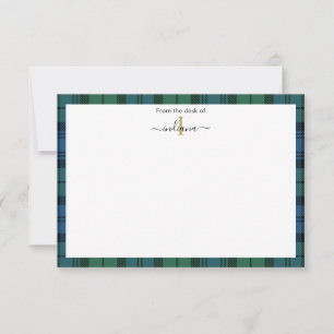 Carte De Remerciements Tartan Traditionnel à Motif Monogramme en Écriture