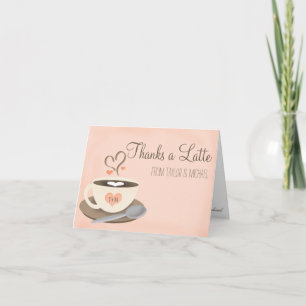 Carte De Remerciements Tasse à café Cœur Blush Monogramme Mariage Remerci