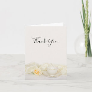 Carte De Remerciements Tasse à thé avec remerciement de mariage Rose blan