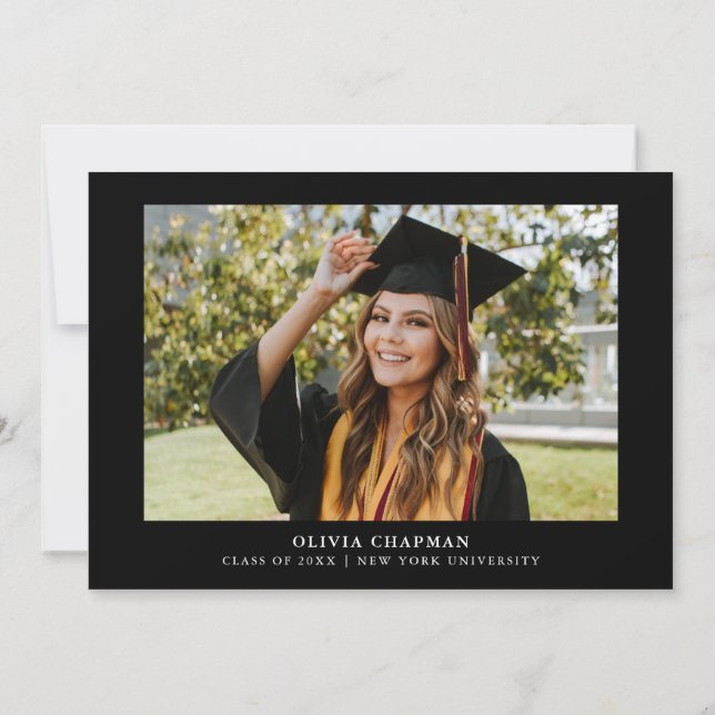 Carte De Remerciements Tassel Black Bow Graduation Party Photo (Dos)