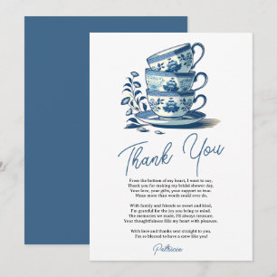 Carte De Remerciements Tasses à thé empilées bleu chinoiserie pour la fêt
