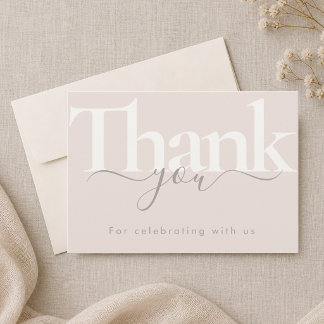 Carte De Remerciements Taupe Moderne Célébration Bébé de Genre Neutre