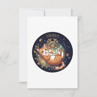 Carte De Remerciements Taureau Chat Orange Mignon Zodiaque Astrologie Cos