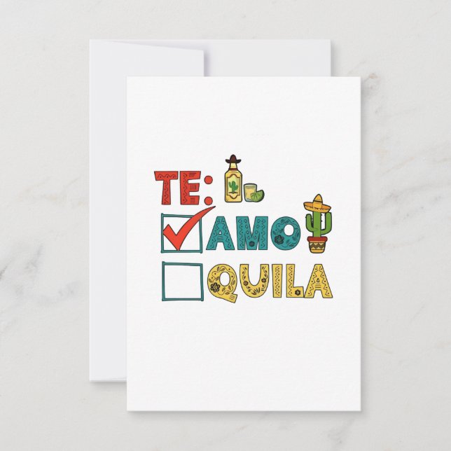 Carte De Remerciements Te Amo Tequila Cinco De Mayo Drôle  (Devant)