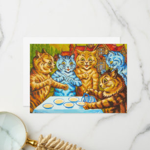 Carte De Remerciements Tea Party de chats par Louis Wain