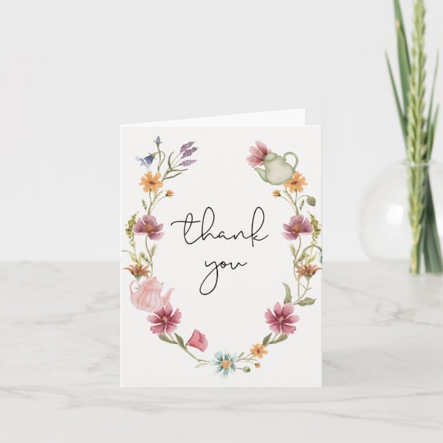 Carte de remerciements Tea Party fleur sauvage (Devant)