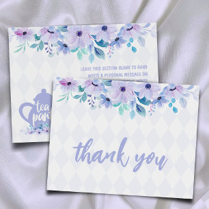 Carte De Remerciements Tea Party Purple Aquarelle Baby shower