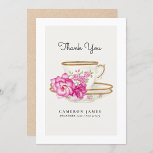 Carte De Remerciements Teacup Floral vintage Victorien Teacup Rose Tea Pa
