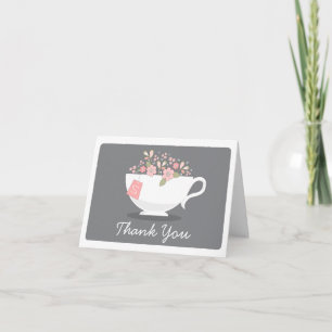 Carte De Remerciements Teacup Pink Floral Thank You Card