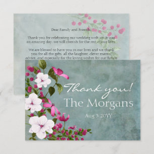 Carte De Remerciements Teal Blanc Magenta Vert Floral