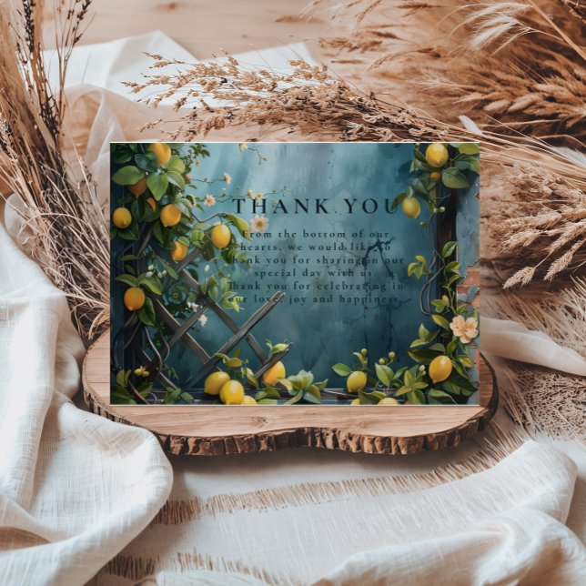 Carte De Remerciements Teal Citrus Blossom Garden Wedding (Créateur téléchargé)
