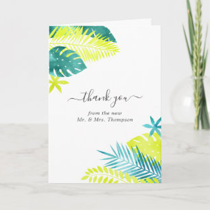 Carte De Remerciements Teal - Photo de mariage tropical turquoise et citr
