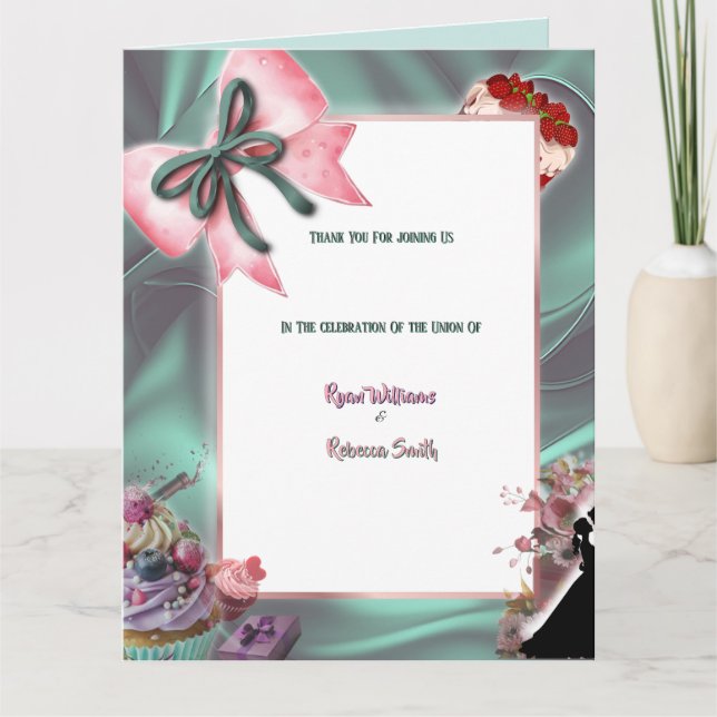 Carte De Remerciements Teal Satin Folded Wedding Thank You Card (Devant)