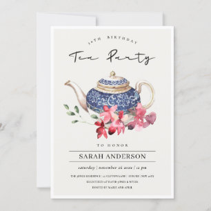 Carte De Remerciements Teapot floral N'importe quel âge Anniversaire Tea 