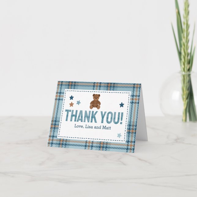 Carte De Remerciements Teddy Bear 1st Birthday or Baby Shower Thank you  (Devant)