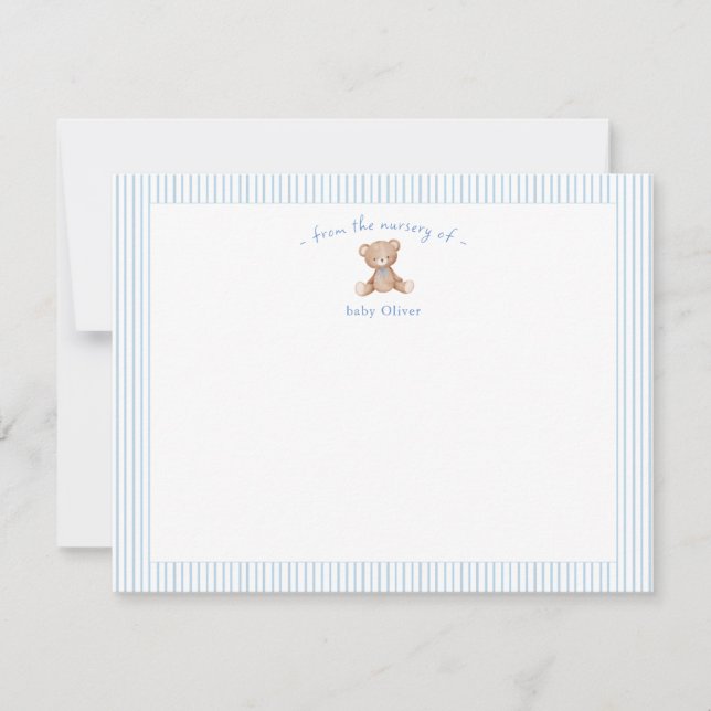 Carte De Remerciements Teddy Bear Baby Boy bleu (Devant)