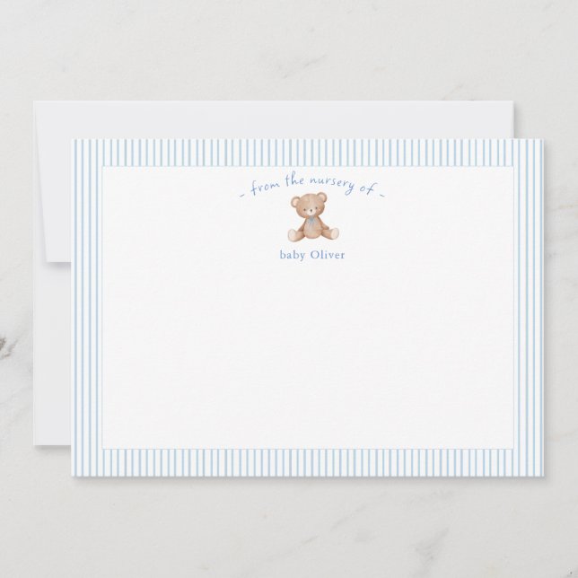 Carte De Remerciements Teddy Bear Baby Boy blue (Devant)