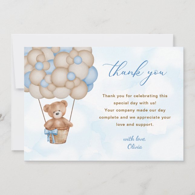 Carte De Remerciements Teddy Bear Baby Shower (Devant)