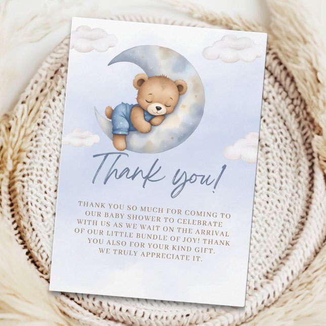 Carte De Remerciements  Teddy Bear Baby Shower boy (Créateur téléchargé)