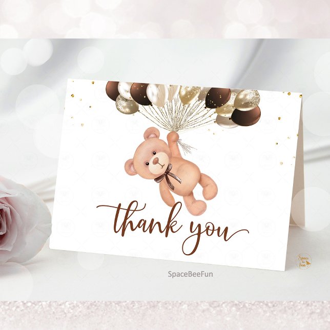 Carte De Remerciements Teddy Bear Baby shower Nous pouvons à peine attend (Teddy Bear Baby Shower Thank You Card, We Can Barely Wait Thank You, Baby Shower Thank You Card, Bea)