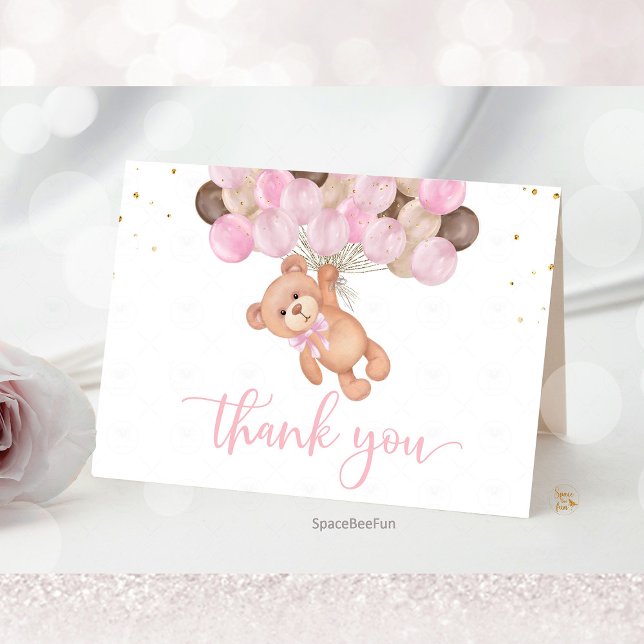 Carte De Remerciements Teddy Bear Baby shower Nous pouvons à peine attend (Teddy Bear Baby Shower Thank You Card, We Can Barely Wait Thank You, Baby Shower Thank You Card, Bea)