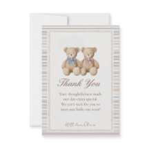 Teddy Bear Gender Reveal Thank You Card