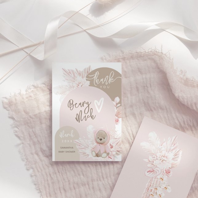 Carte De Remerciements Teddy Bear Moderne Boho Girl Baby shower (Créateur téléchargé)