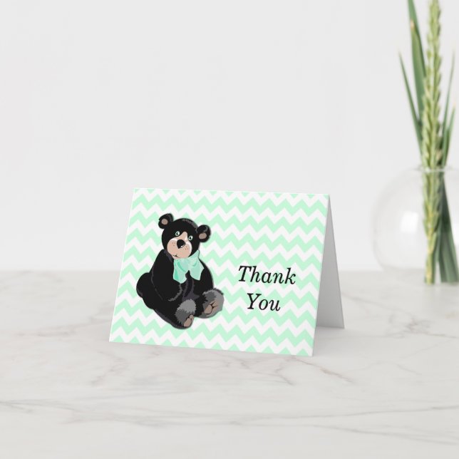 Carte De Remerciements Teddy Bear sur Chevron Thank You Note Card (Devant)
