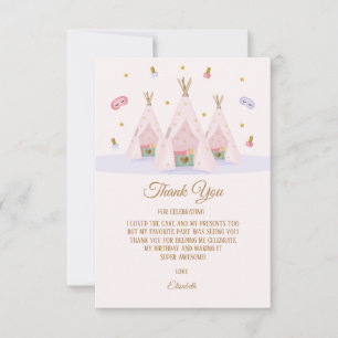 Carte De Remerciements Teepee Spa fête d'anniversaire