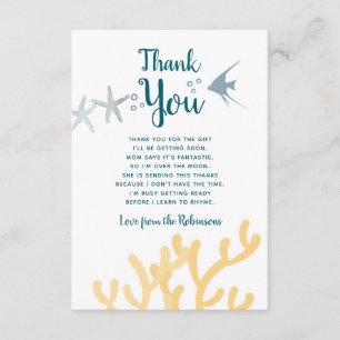 Carte De Remerciements Tendance de couleur remerciement Baby Shower Sous
