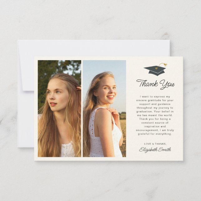 Carte de remerciements tendance de graduation phot (Devant)