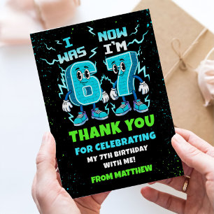 Carte De Remerciements Tendance de mème 6 7 Six Sept Fête d'anniversaire